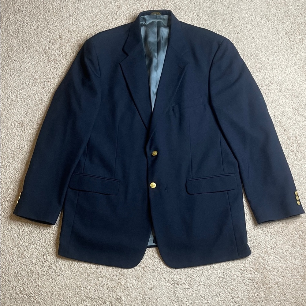 Stafford Dark Blue Blazer with Gold Accents